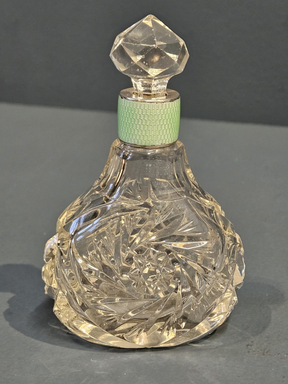 Silver and Engine Turned Enamel Collar Scent Bottle