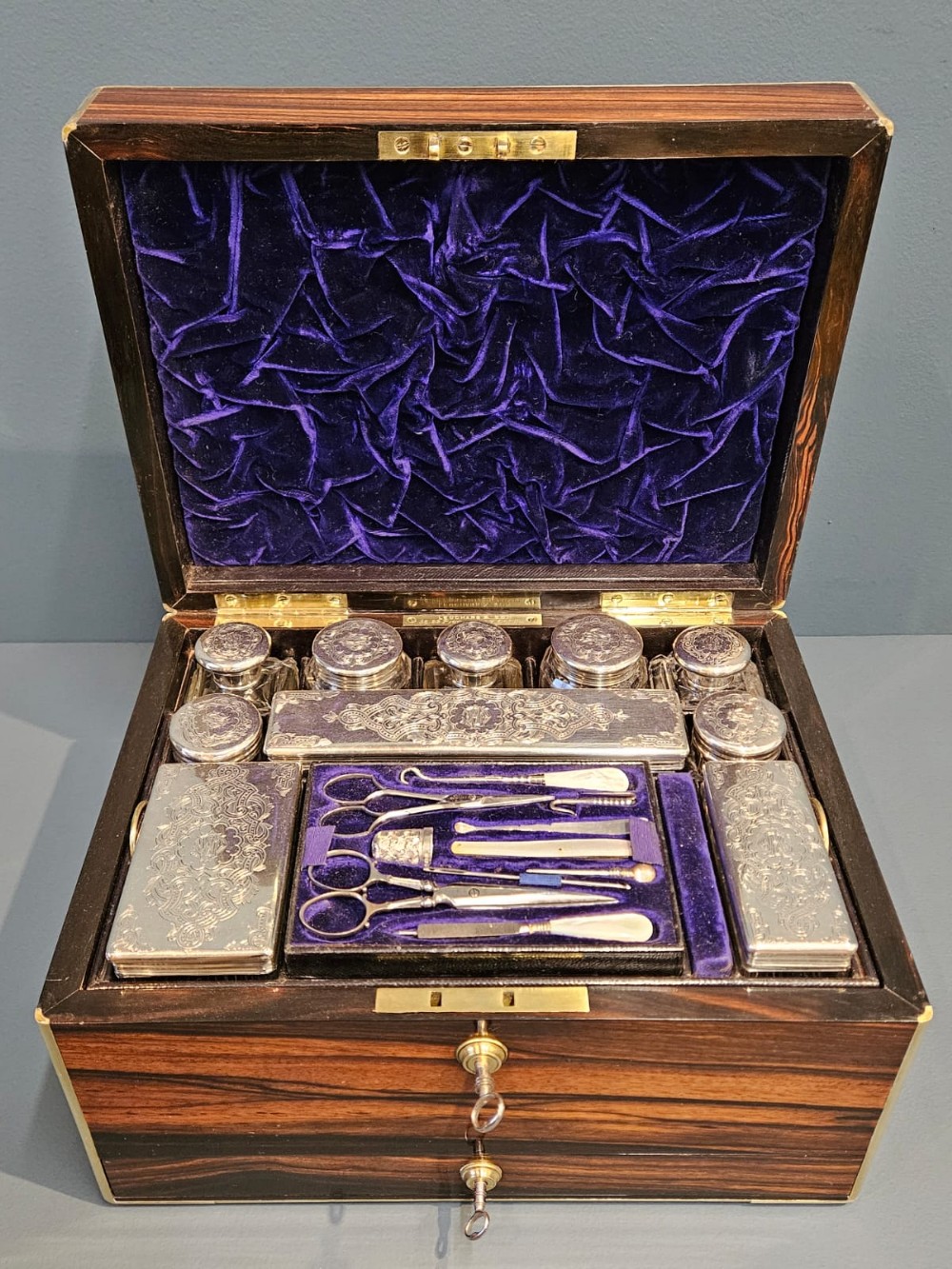 Victorian Travelling Box with Silver Contents