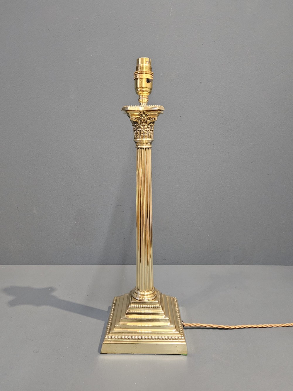 Edwardian Brass Corinthian Column Table Lamp