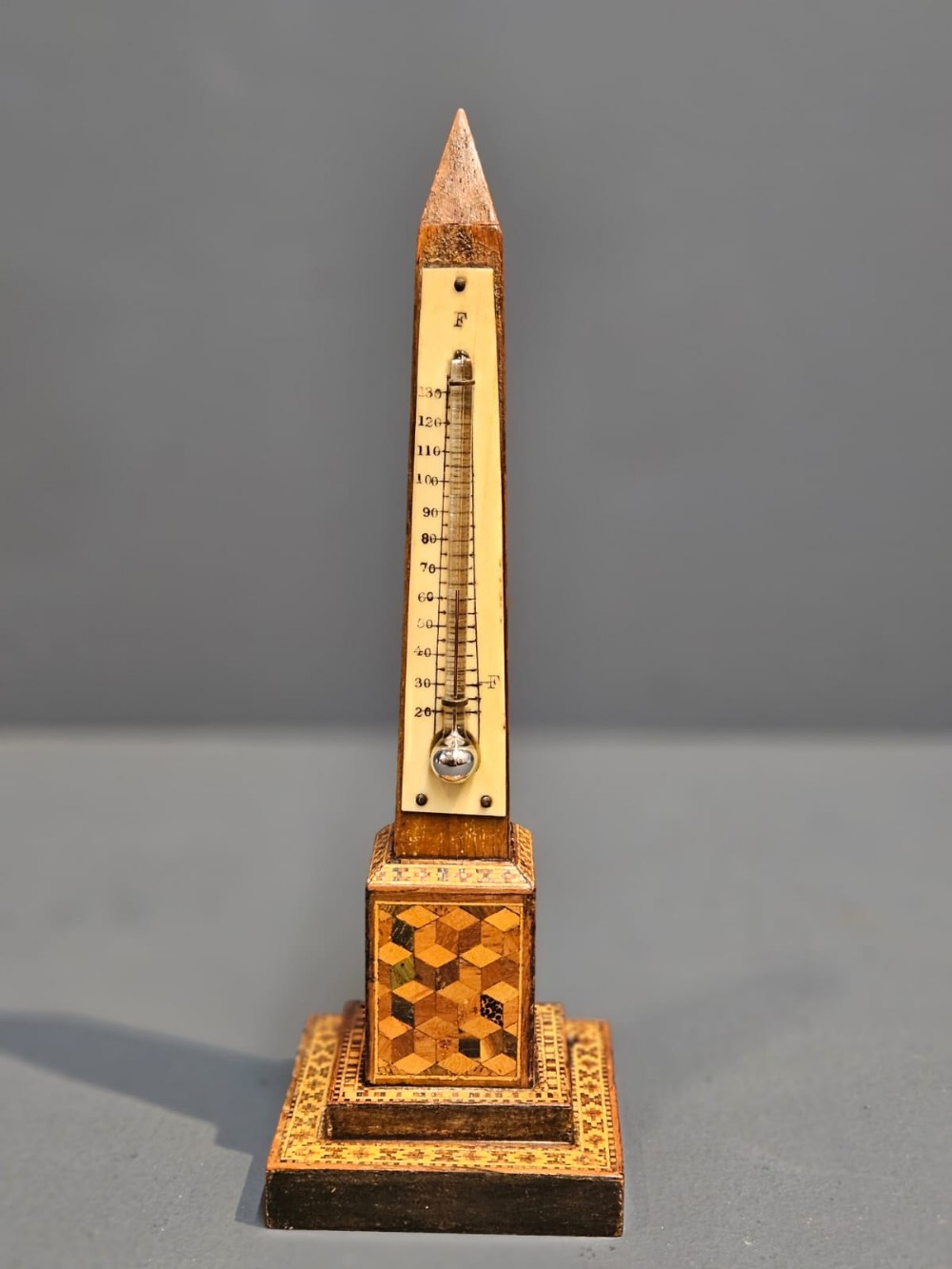 Victorian Tunbridge Ware Obelisk Thermometer