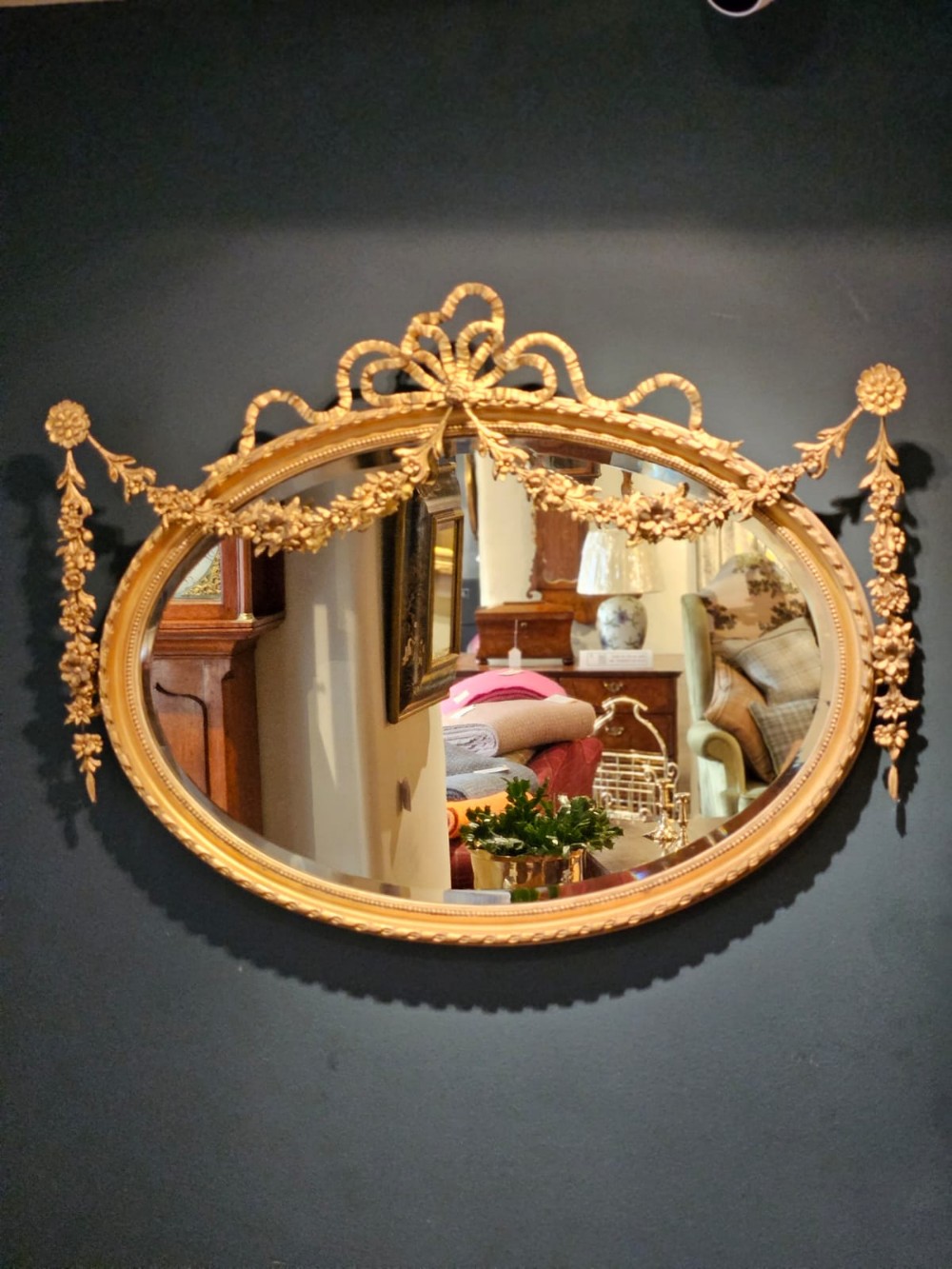 Superb Victorian Oval Timber Gilt Mirror