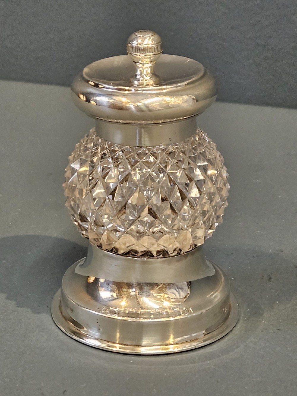 Victorian Silver And Cut Crystal Pepper Grinder