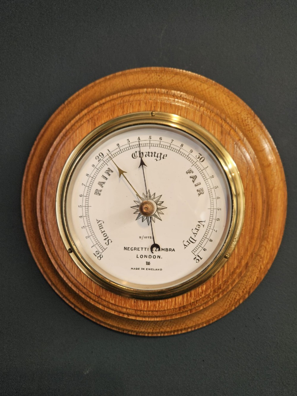 Victorian Negretti & Zambra Oak Barometer