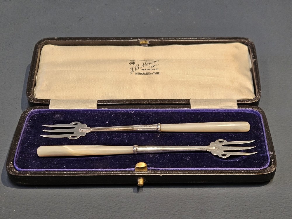 Pair of Silver Olive Forks