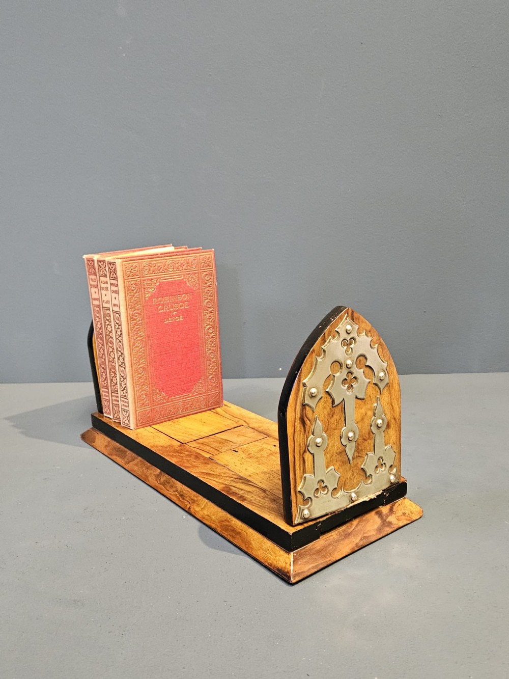 Victorian Brass Trimmed Walnut Book Slide