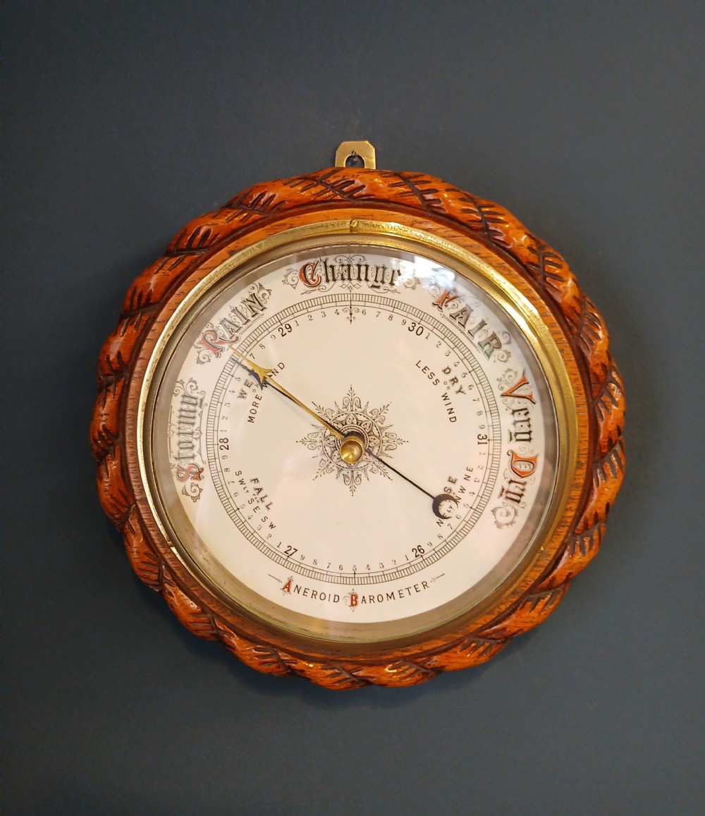 Victorian Carved Oak Ship's Barometer