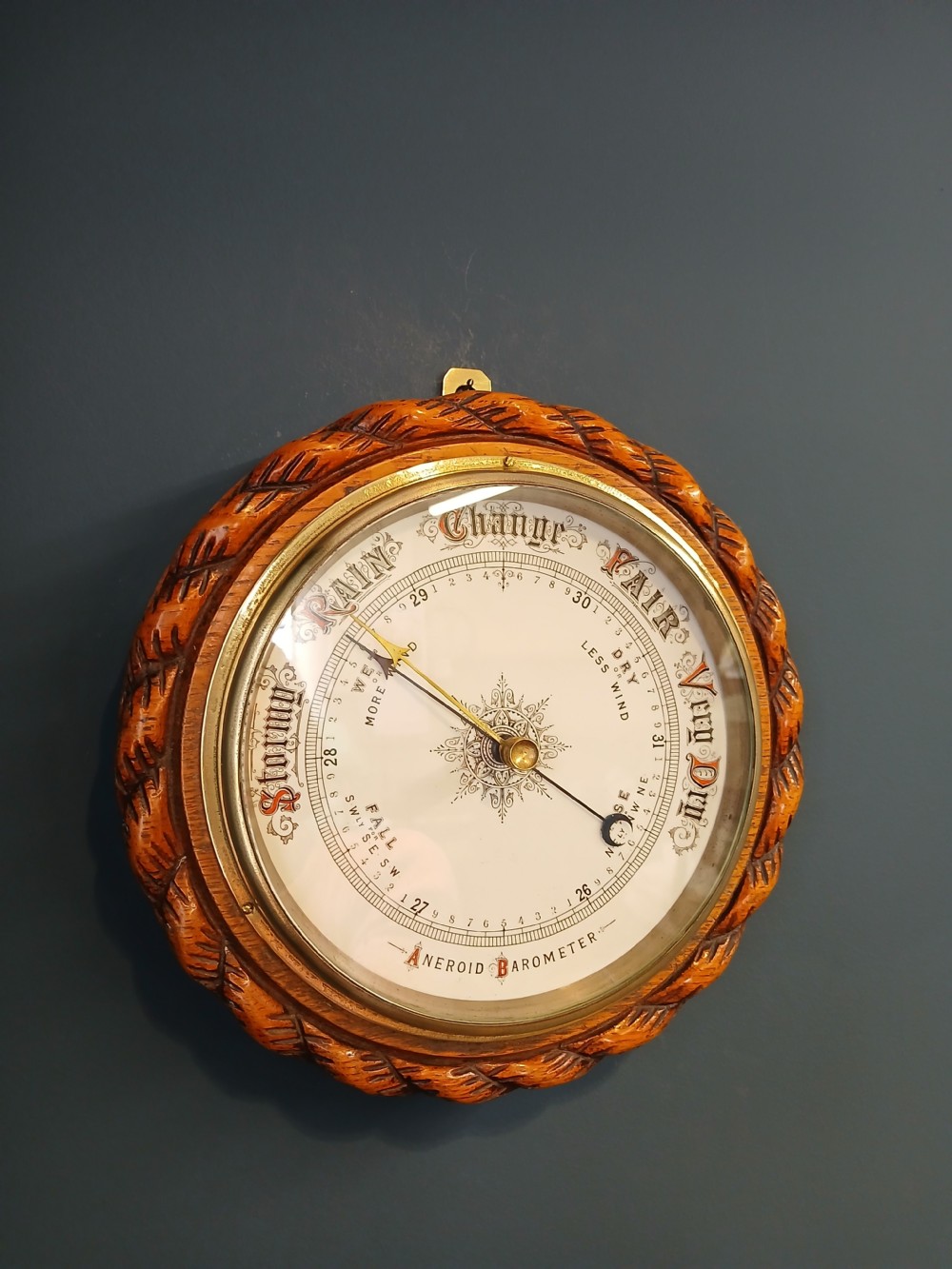 Victorian Carved Oak Ship's Barometer View II