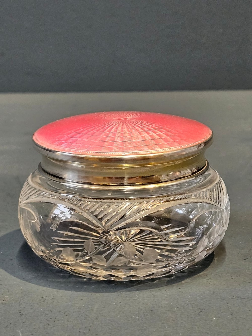 George V Silver and Enamel Powder Jar