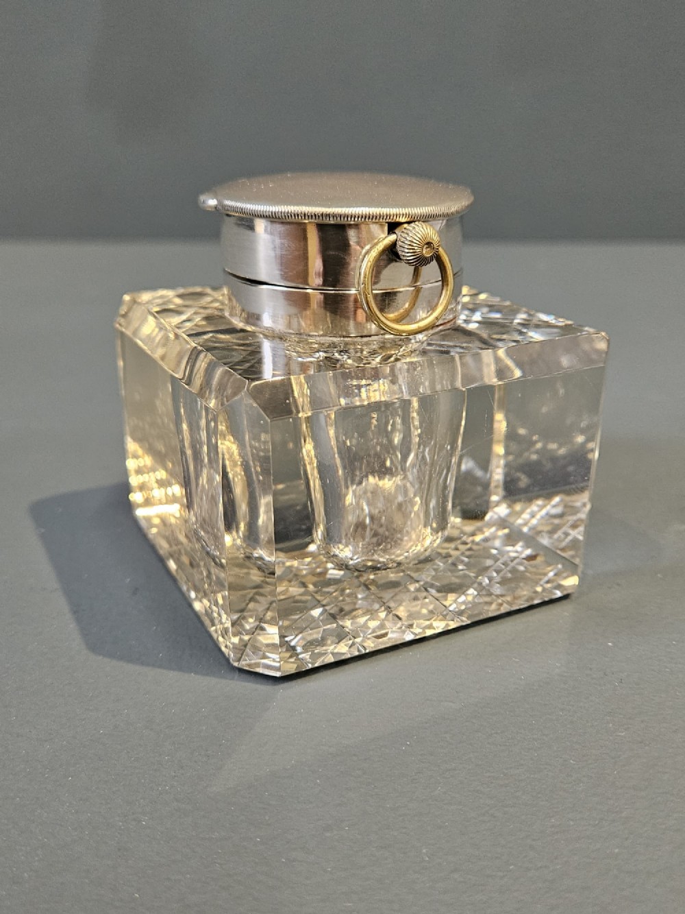 Edwardian Silver Ink Well and Pocket Watch Holder