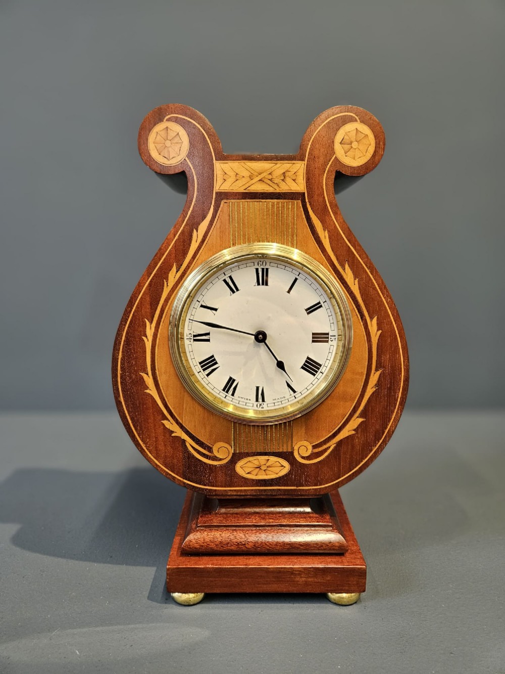 Fine Quality Swiss Inlaid Mantel Clock
