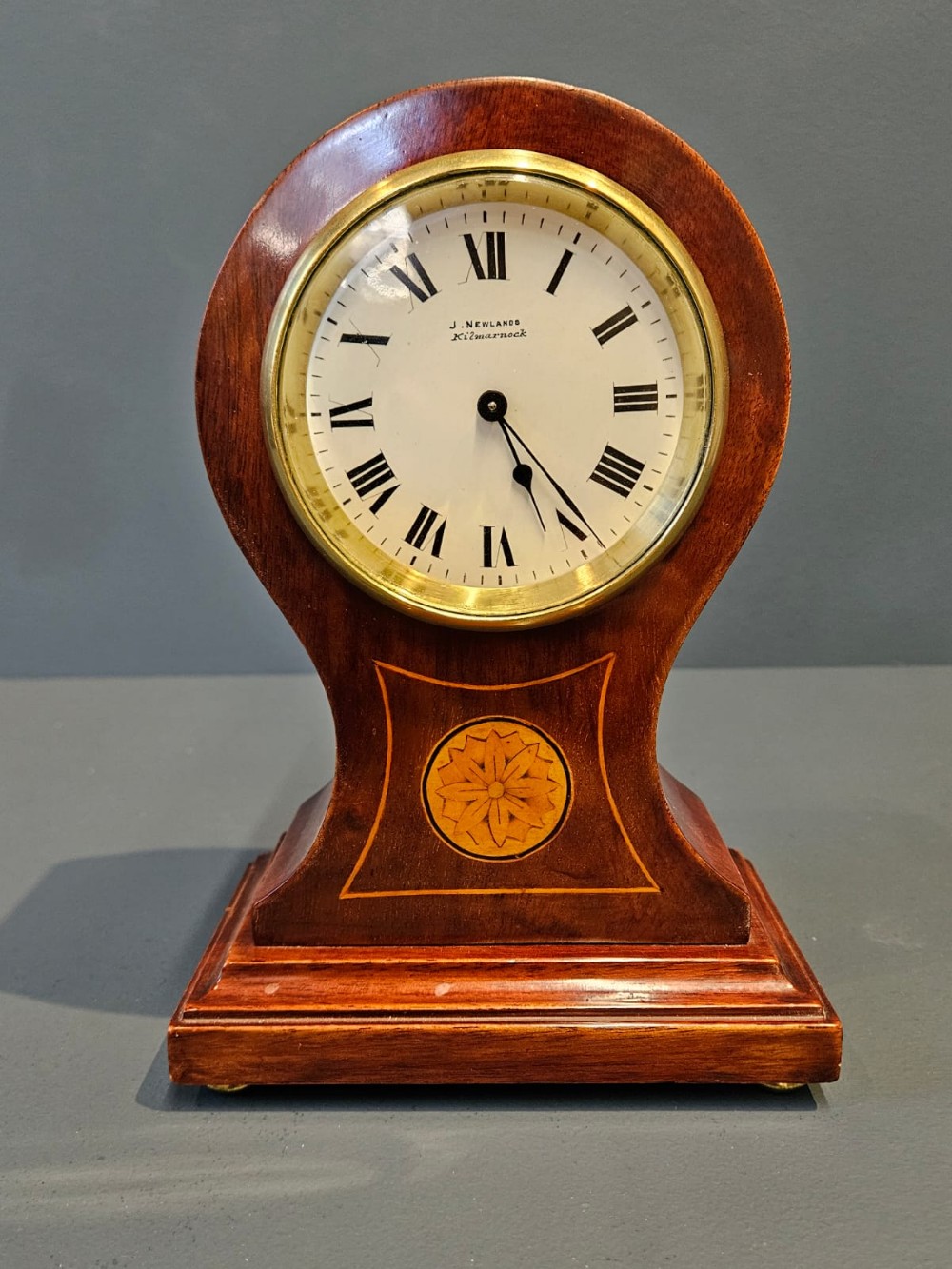 Edwardian Sunflower Inlay Balloon Clock