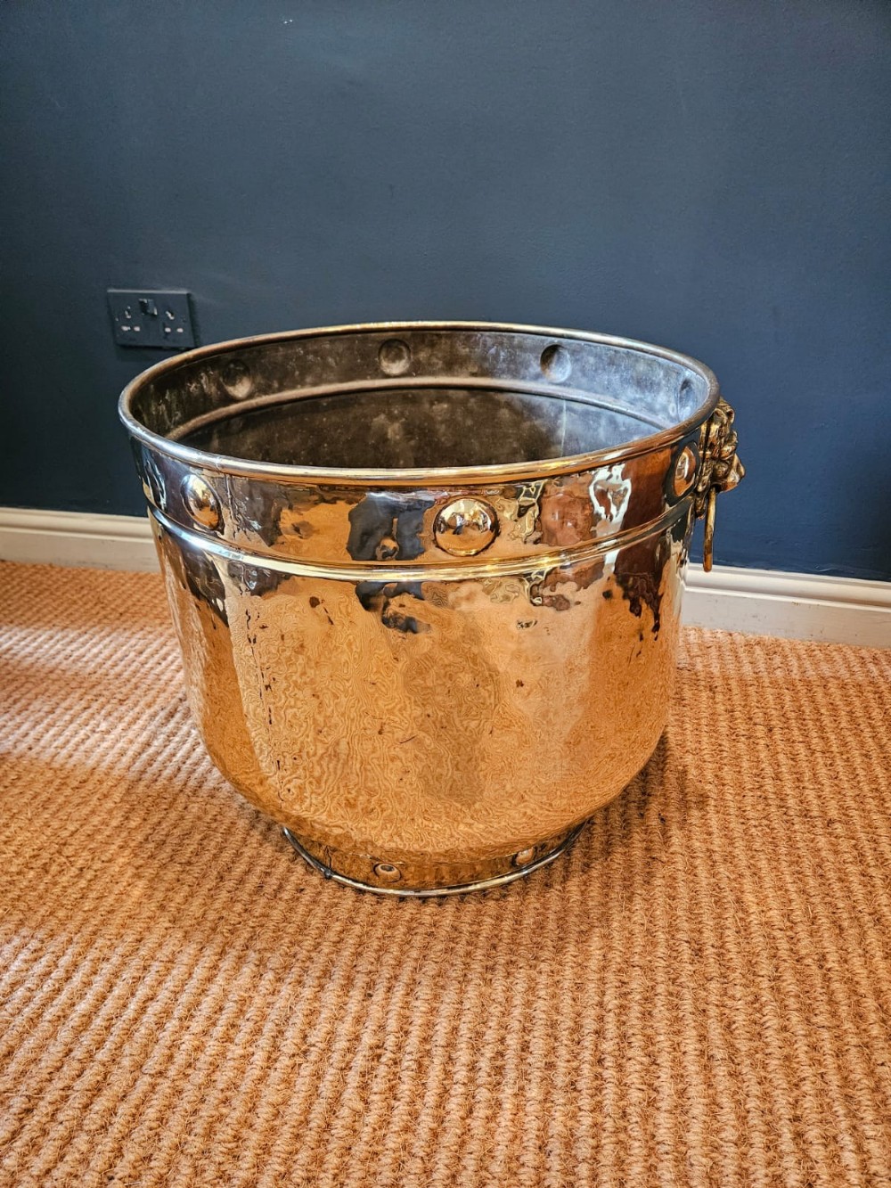 Large Victorian Brass Log Bin