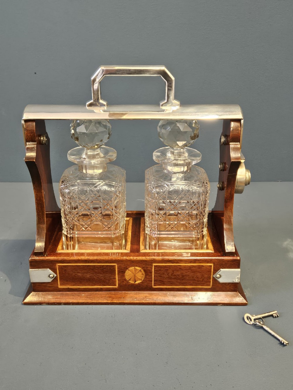 Late Victorian Mahogany Two Bottle Tantalus