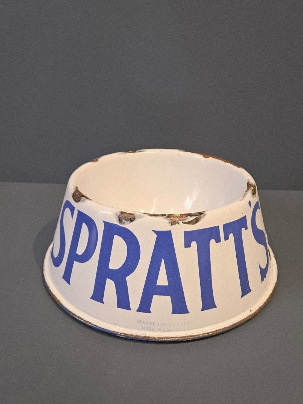 Spratt's Edwardian Large Blue and White Enamel Dog Bowl