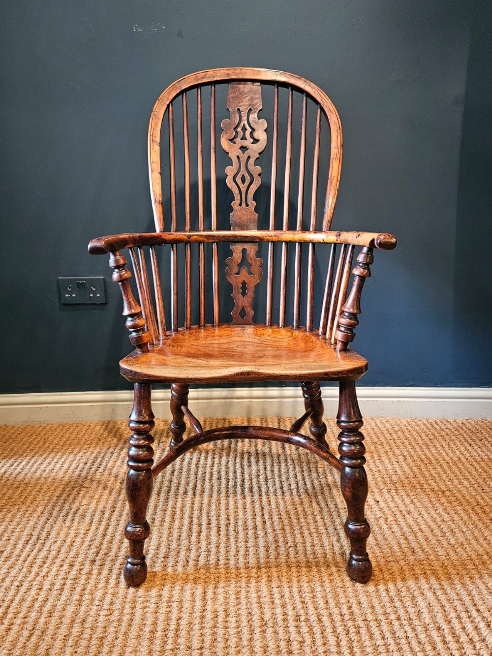 Burr Yew High Back Windsor Chair