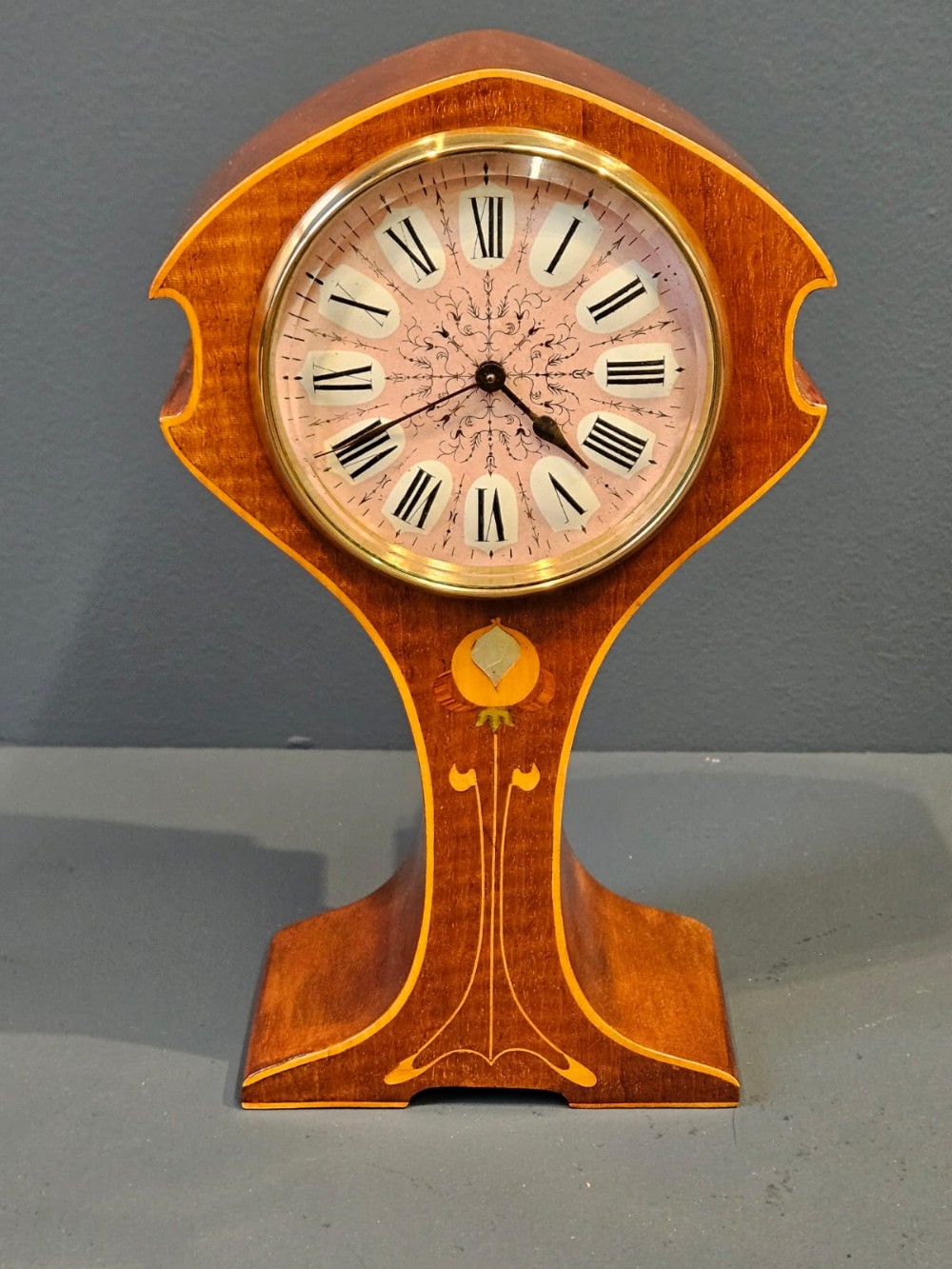 Edwardian Art Nouveau Inlaid Mantel Clock