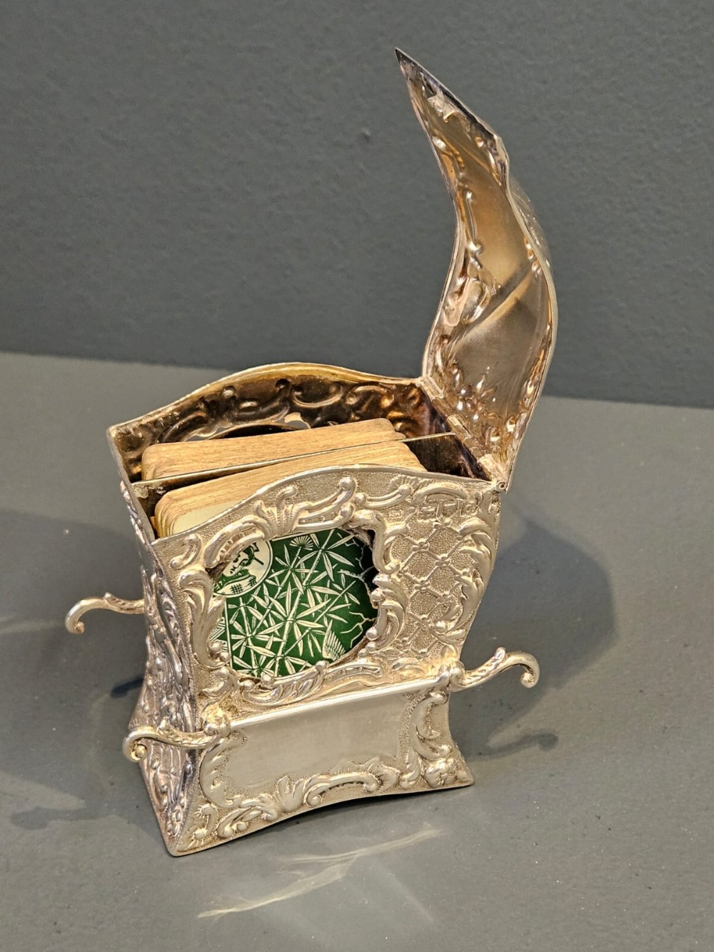 Unusual Victorian Silver Sedan Chair Card Case