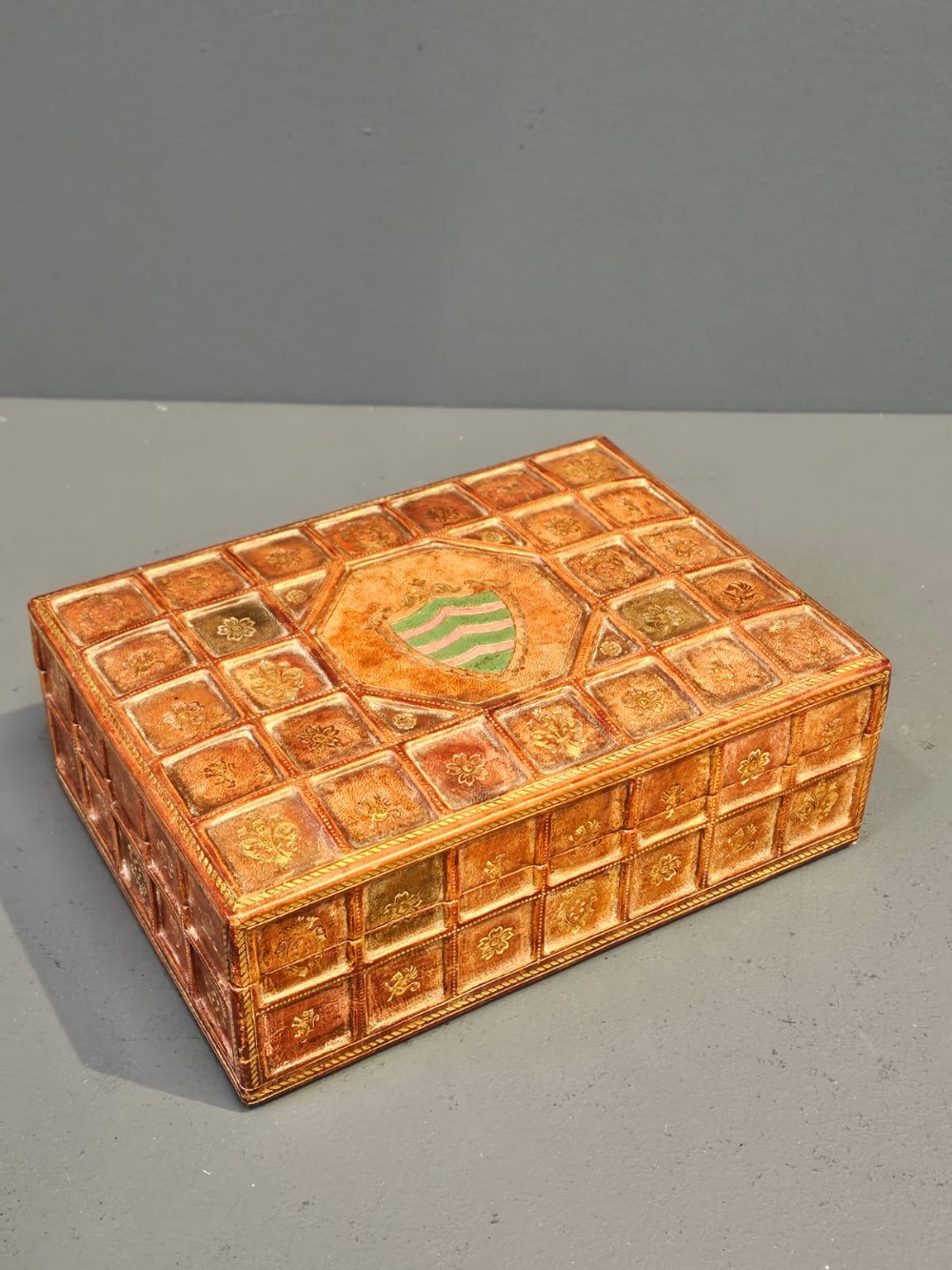 1920's Italian Embossed Leather Box