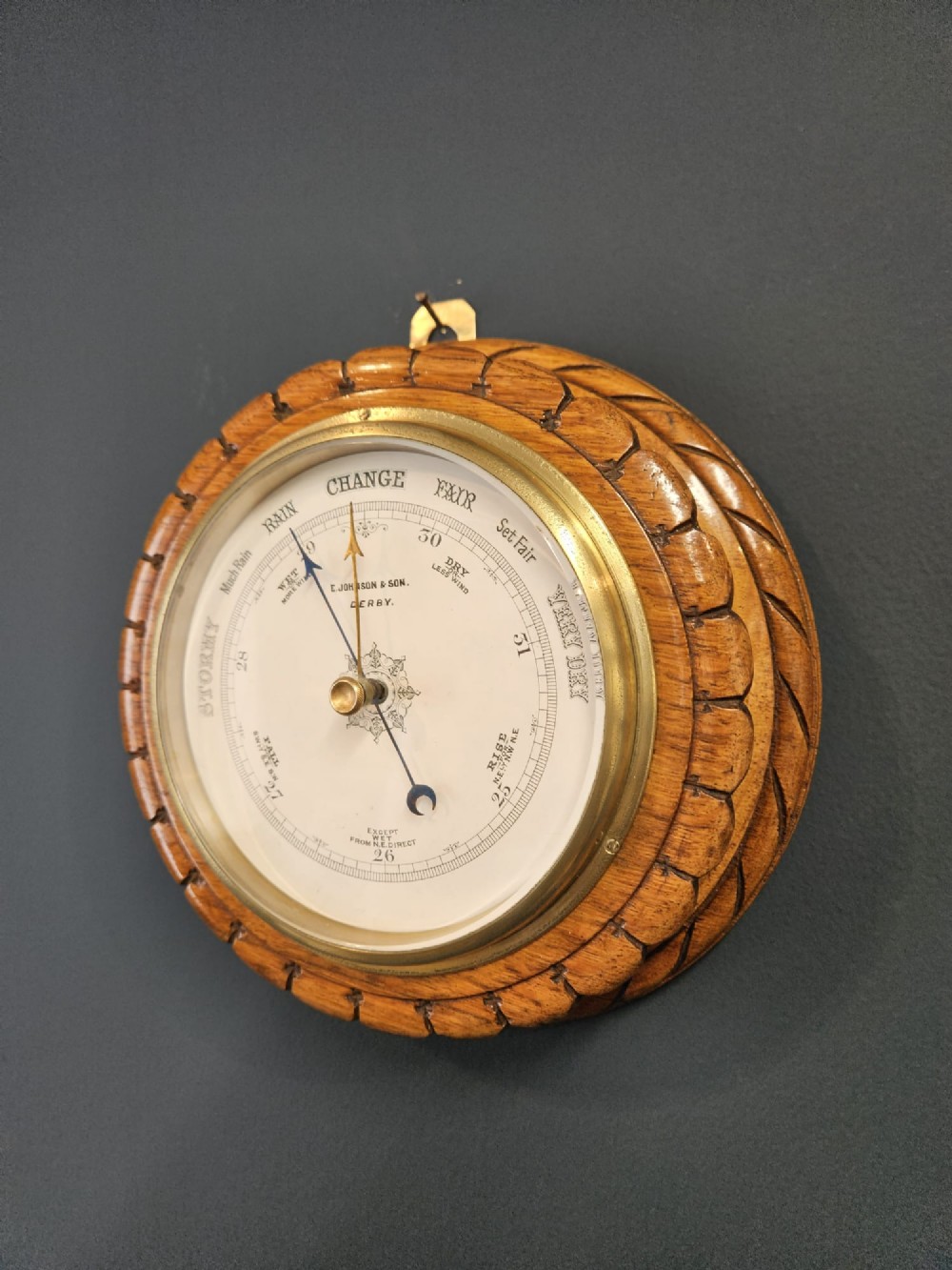 Victorian Petal Carved Derby Barometer
