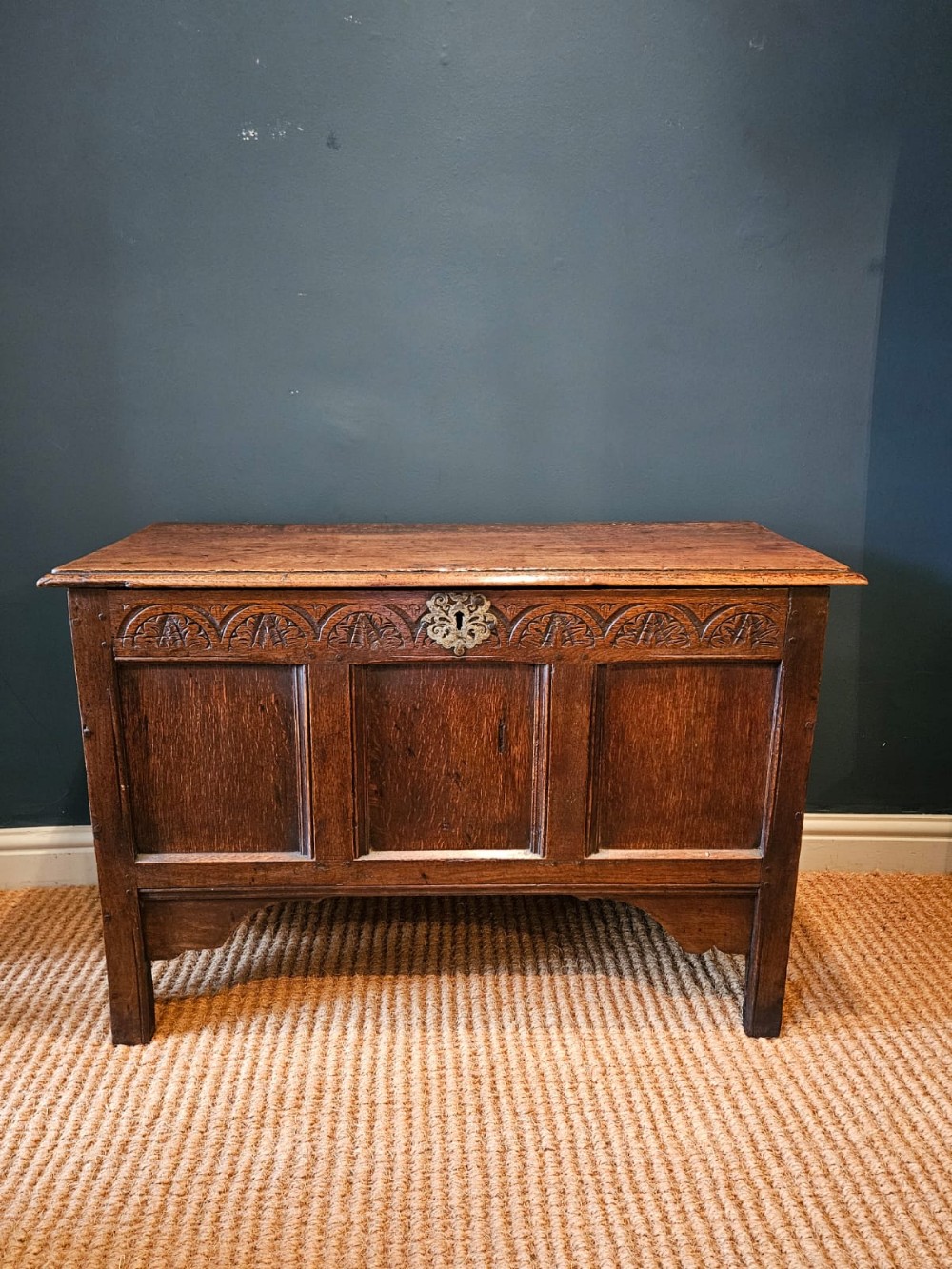 George I Oak Panelled Front Six Plank Coffer