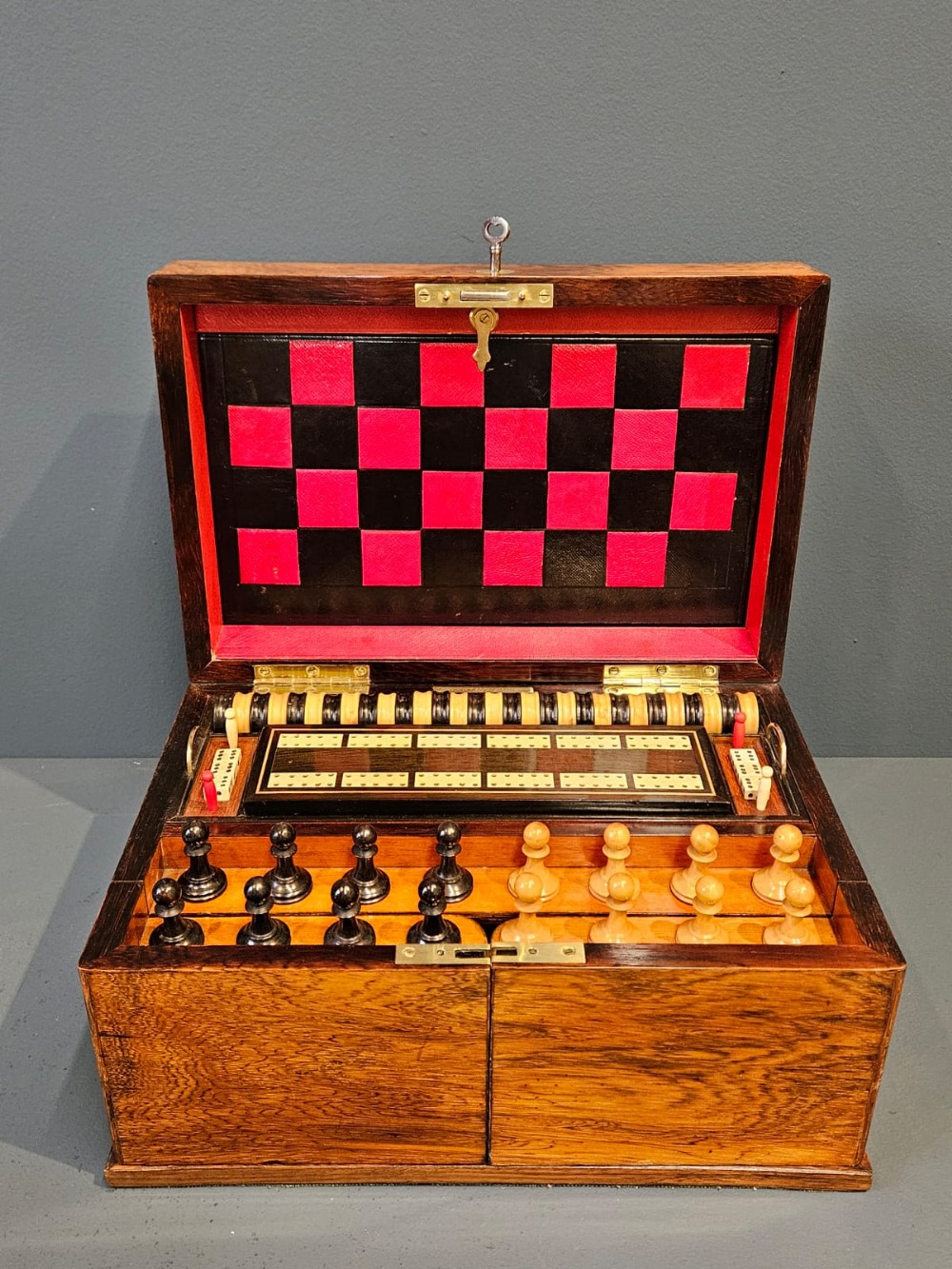 Immaculate Edwardian Rosewood Games Compendium with Original Contents