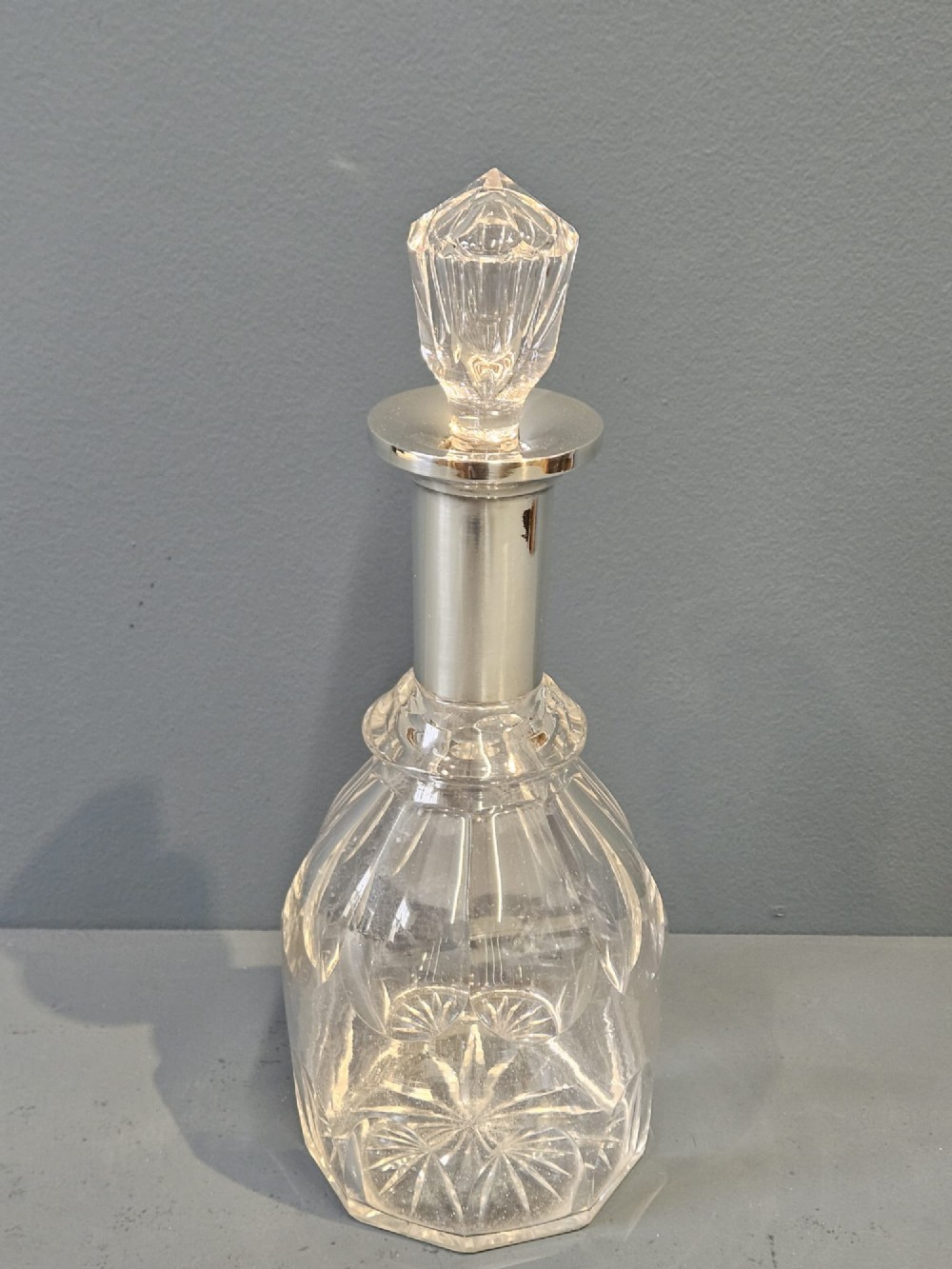 George V Silver Neck Cut Crystal Decanter