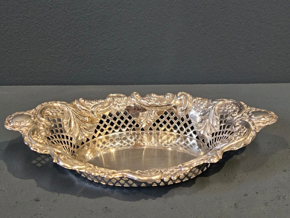Victorian Silver Fretted Border Dish