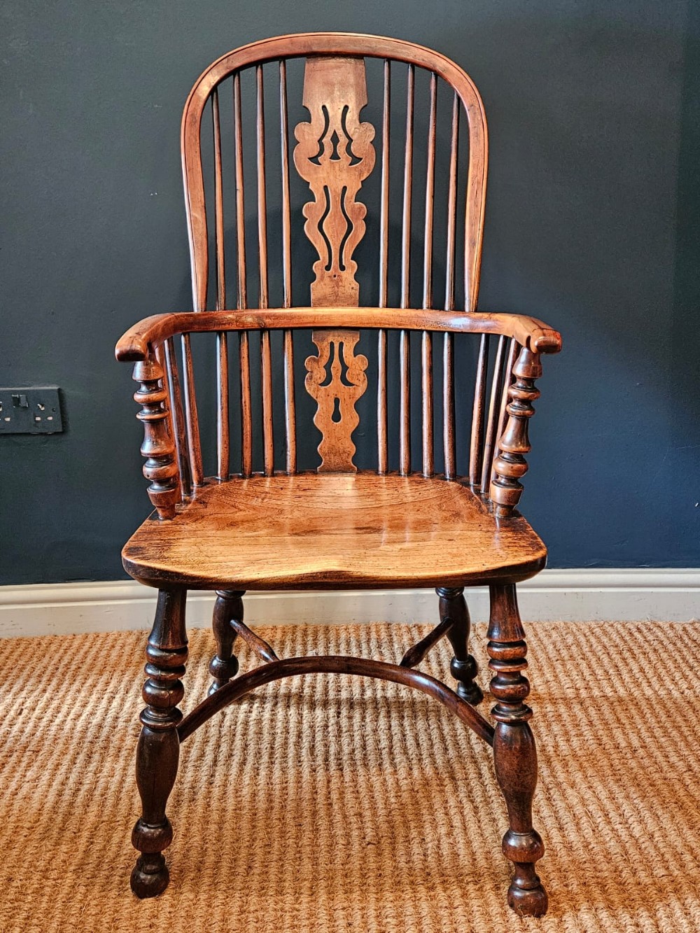 Superb Yew Wood High Back Windsor Chair