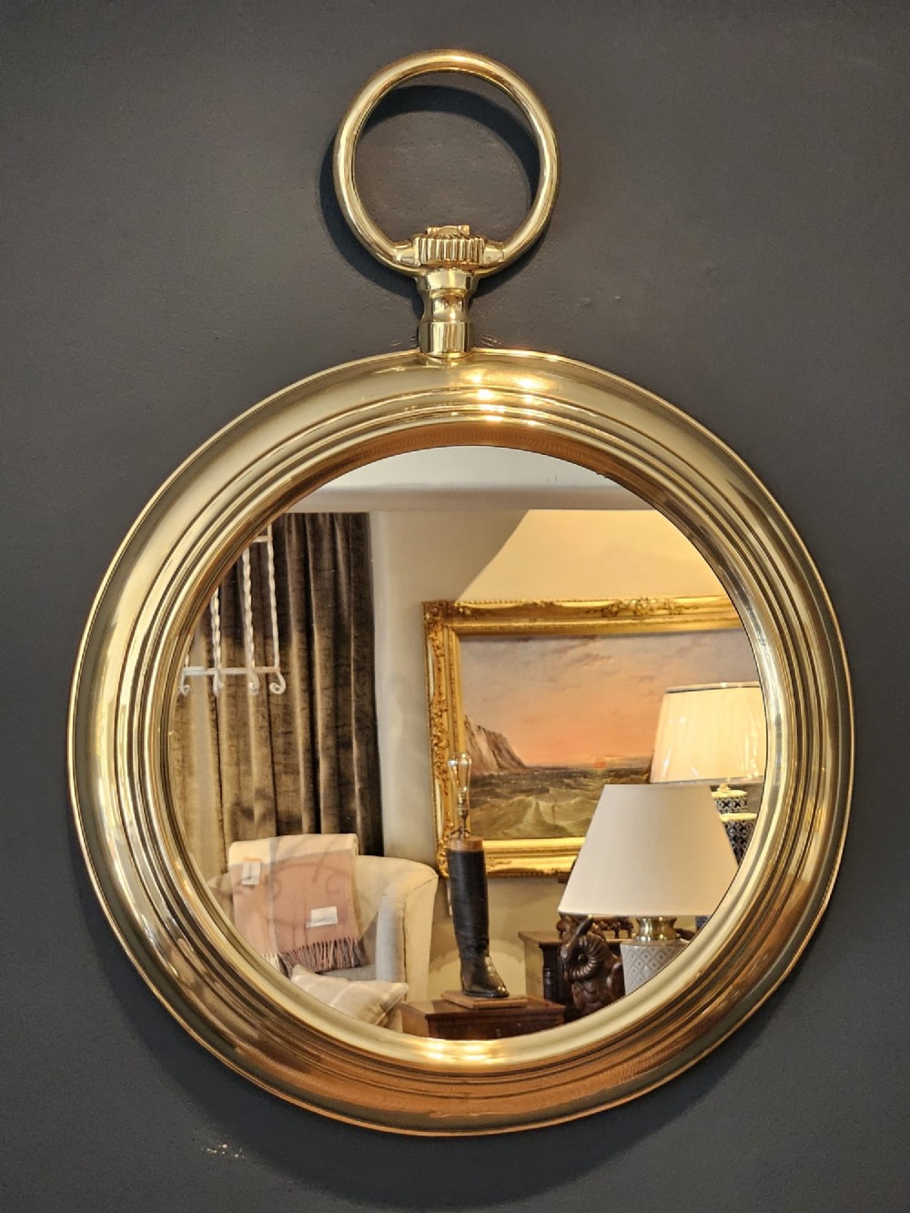 Stylish Victorian Brass Pocket Watch Mirror