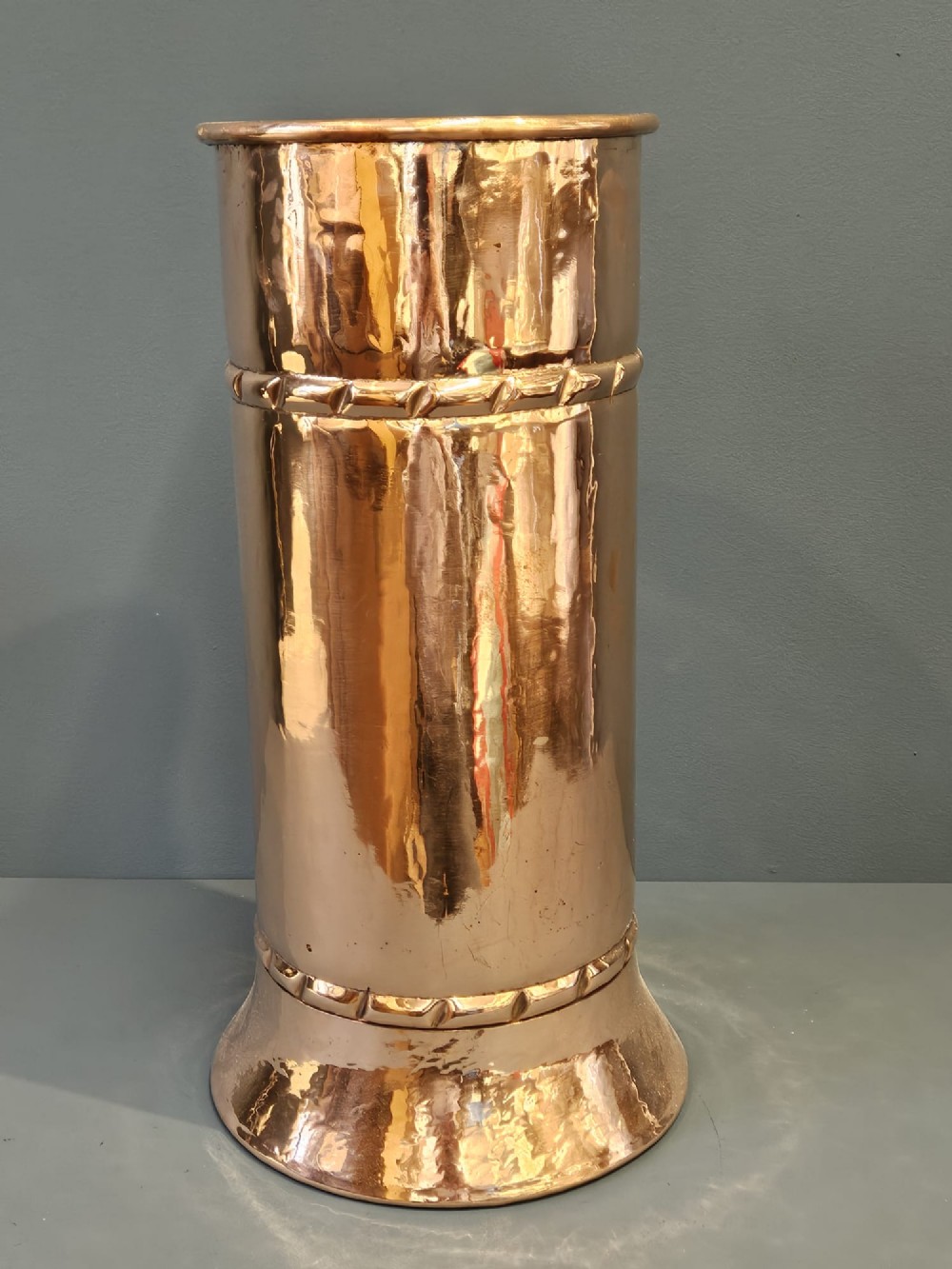 Edwardian Planished Copper Stick Stand