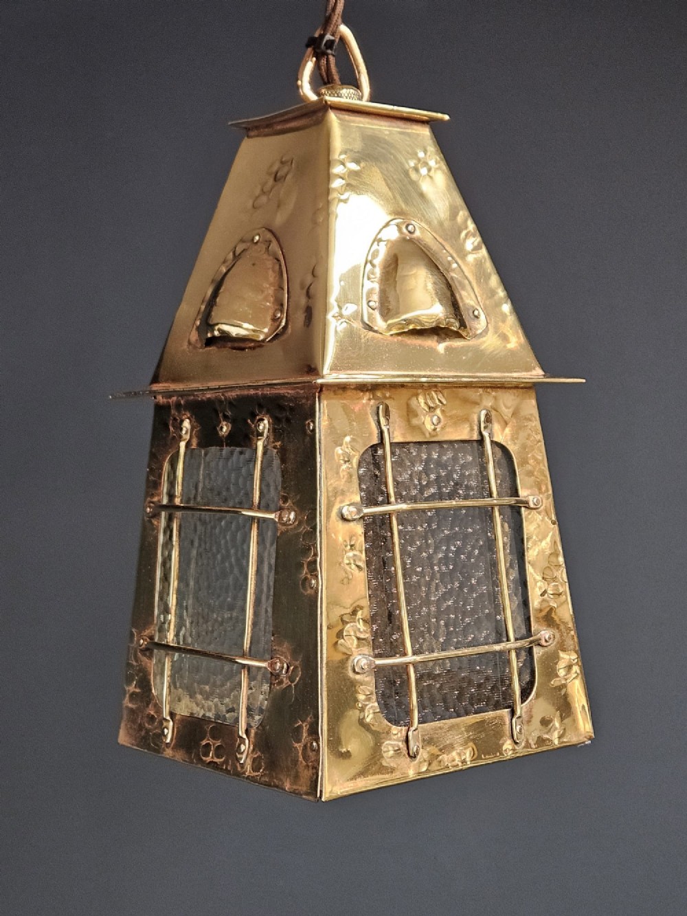 Edwardian Arts & Crafts Brass Lantern
