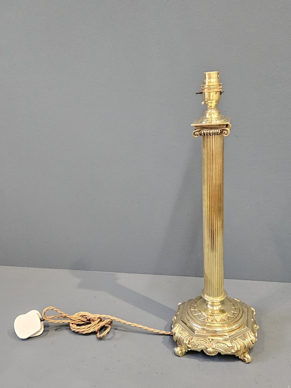 Edwardian Reeded Column Doric Mount Table Lamp