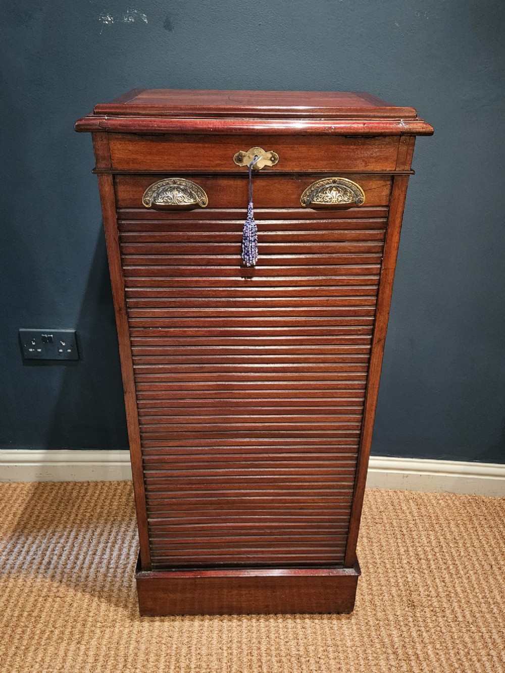Edwardian Mahogany Tambour Front Filing Cabinet