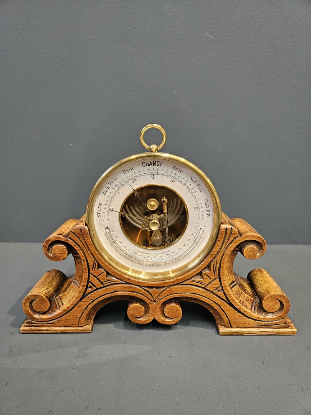 Victorian Marine Barometer and Oak Stand