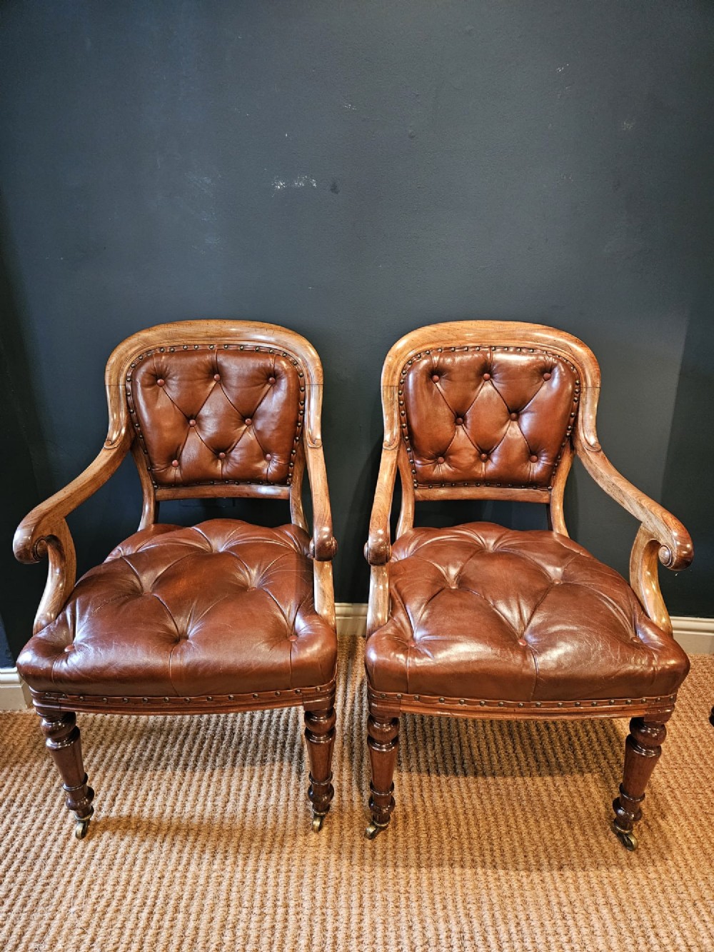 Pair of Quality Early Victorian Library Chairs