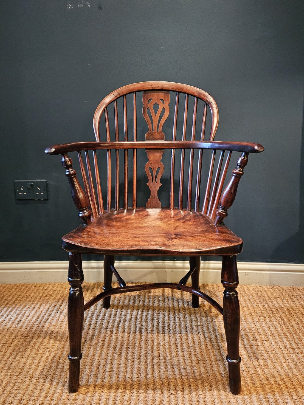 George III Yew Wood Low Back Windsor Chair