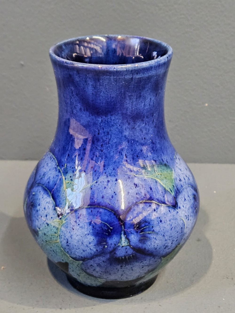Rare Moorcroft Blue Speckled Ground Pansy Vase