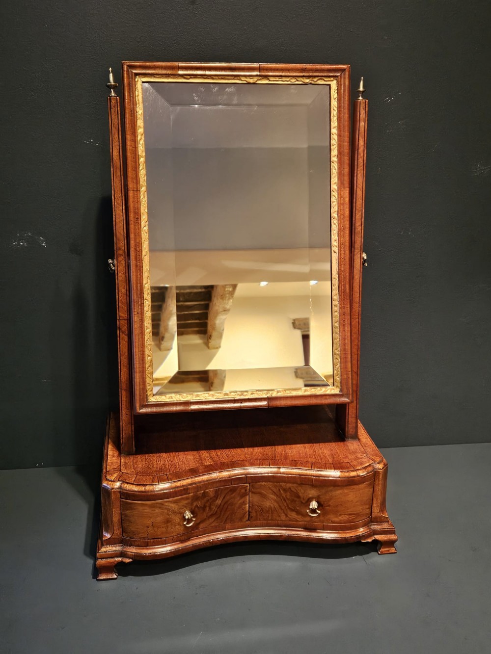 George III Serpentine Front Walnut Toilet Mirror