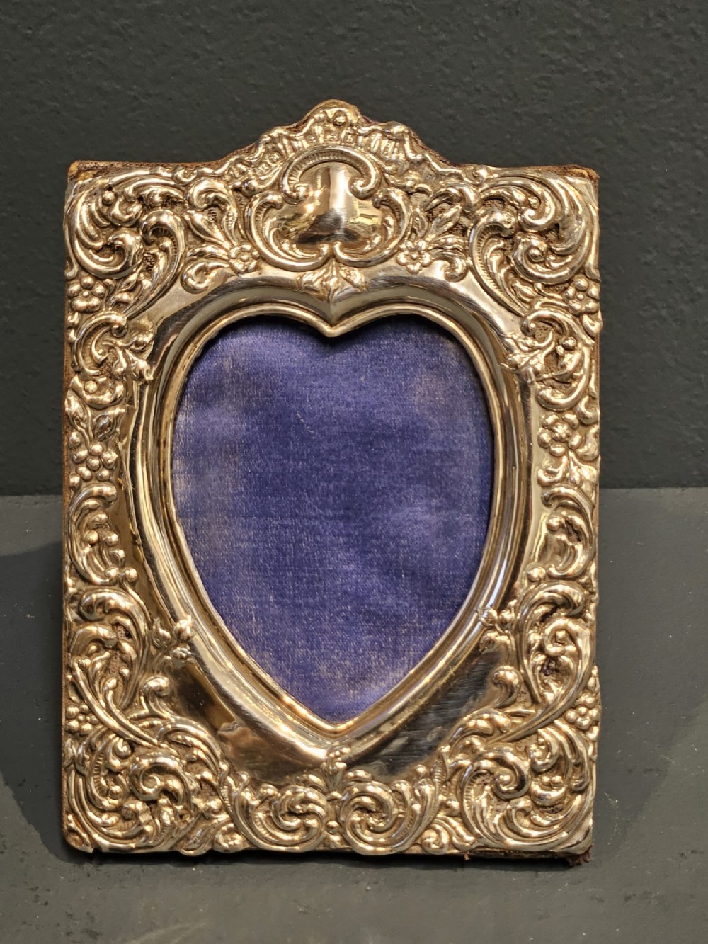 Victorian Silver Heart Shaped Photo Frame