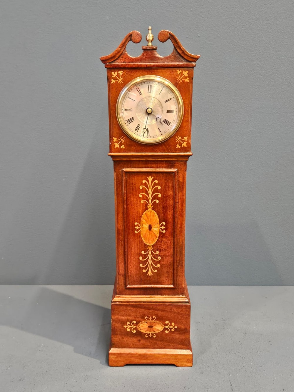 Late Victorian Inlaid Mahogany Miniature Longcase Clock