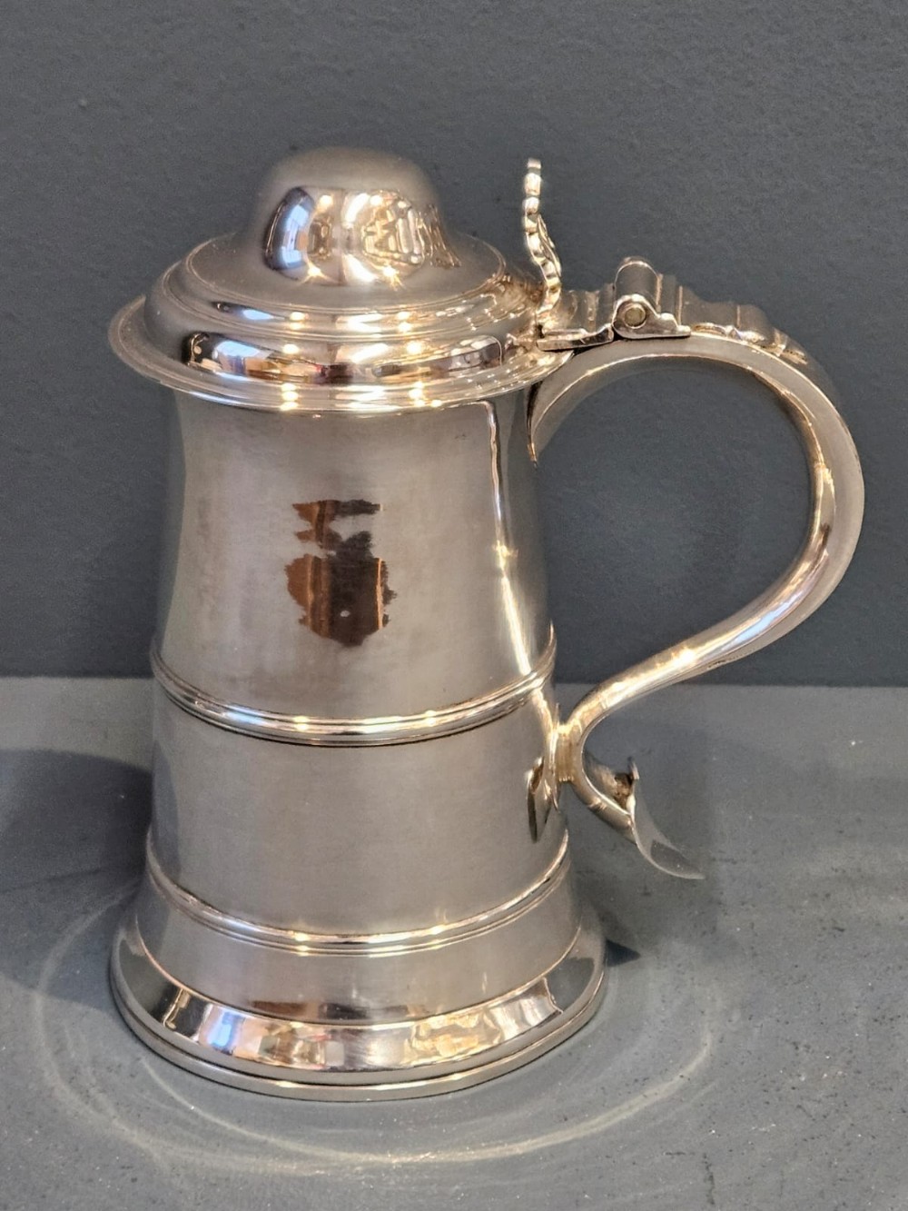 Large George III Silver Lidded Tankard