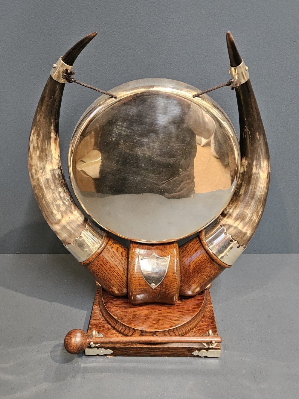 Victorian Oak & Cattle Horn Dinner Gong