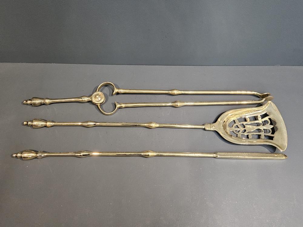 Set of Fine Irish George III Brass Fire Irons