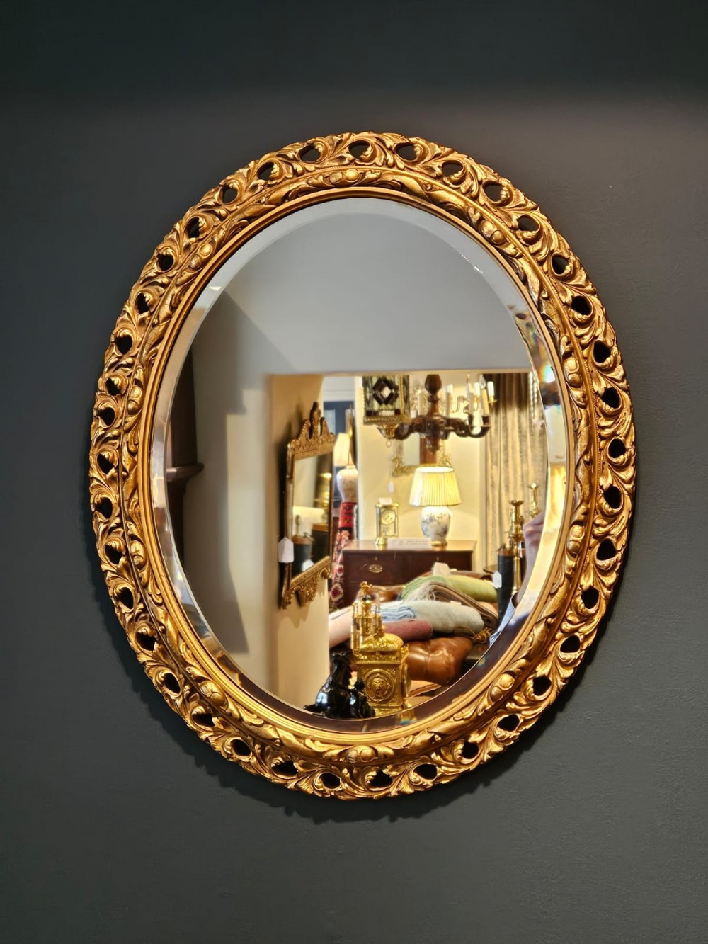 Late Victorian Timber Gilt Oval Mirror