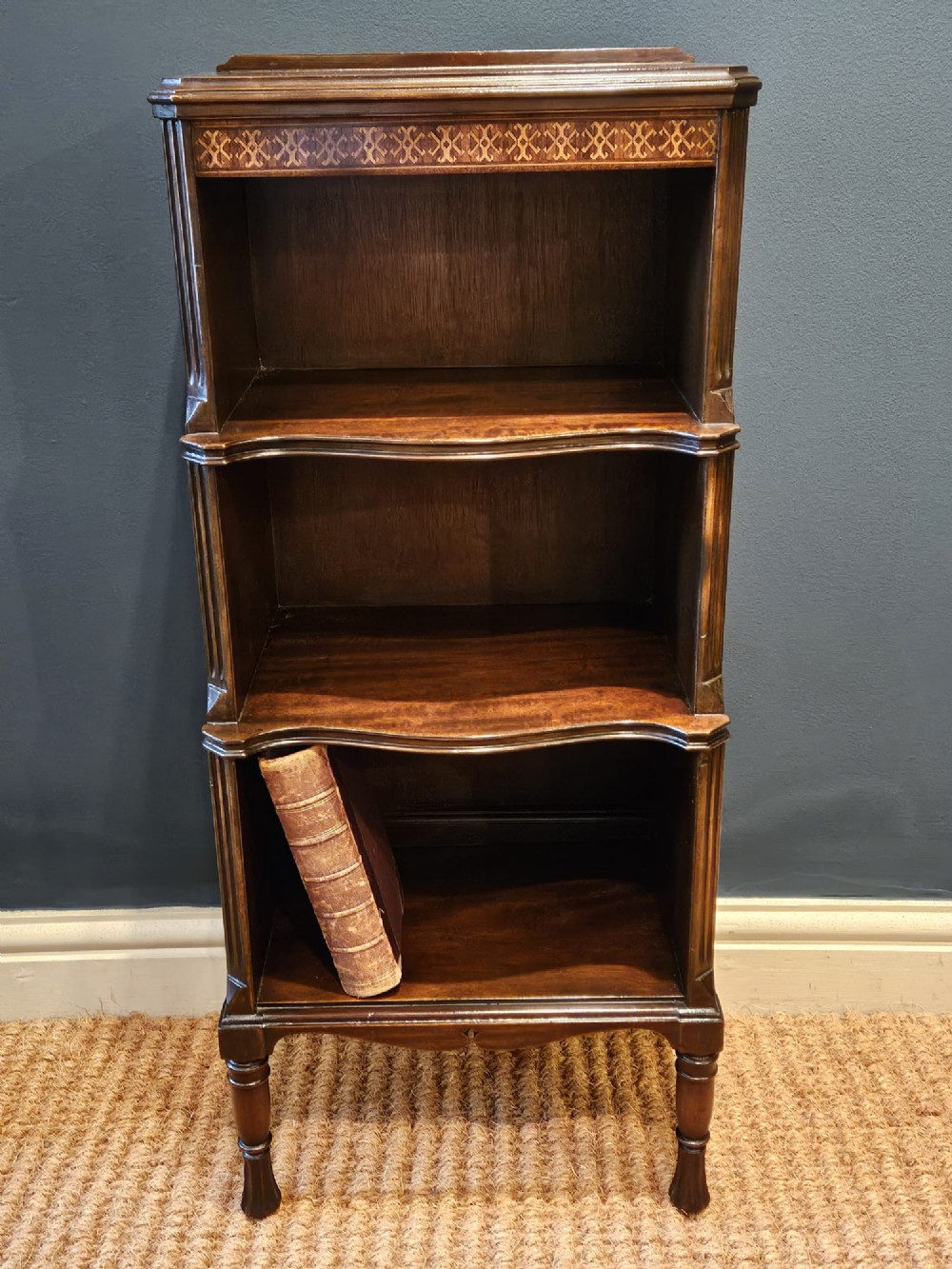 Small Edwardian Mahogany Waterfall Bookcase
