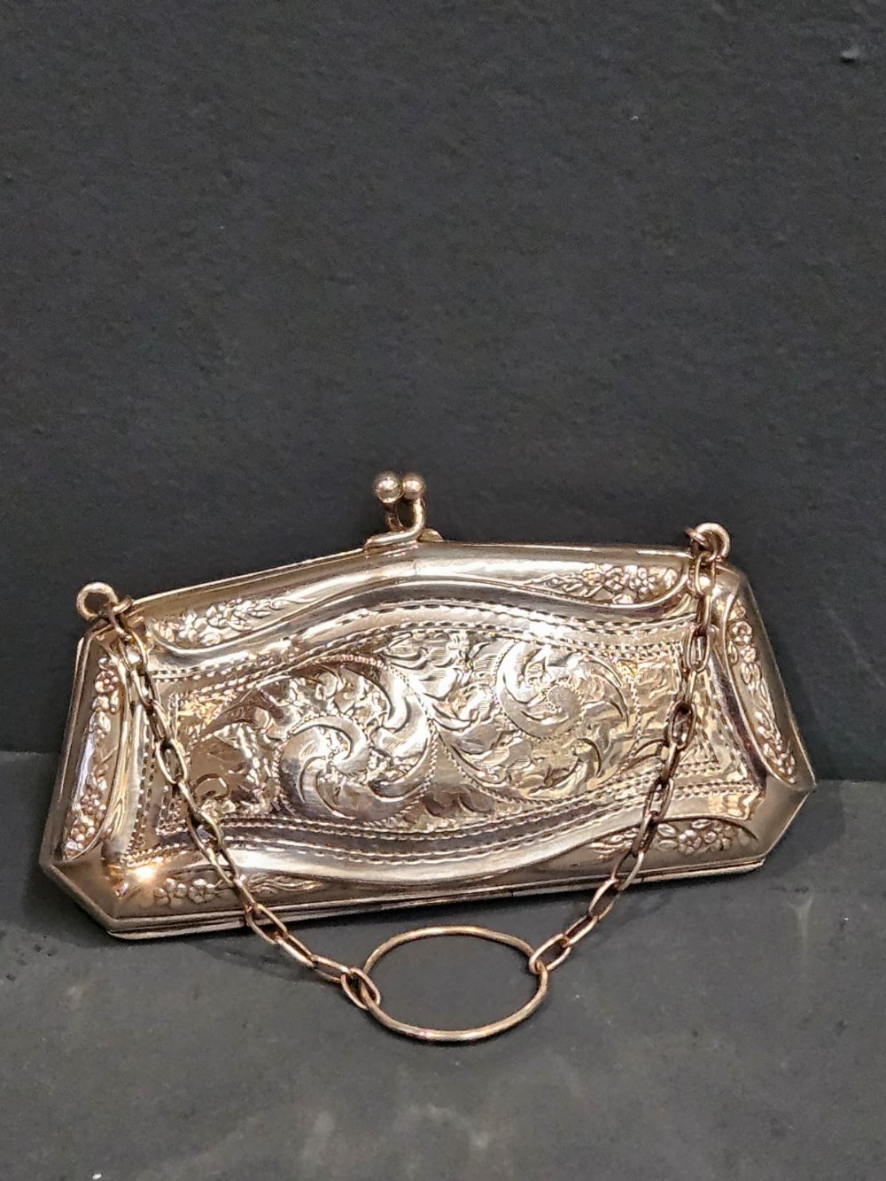 George V Engraved Silver Purse