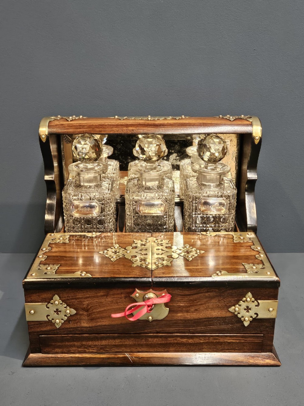 Victorian Walnut Tantalus & Games Box