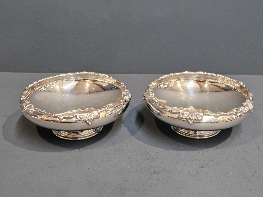 Superb Matching Pair of 18.12 Troy Oz Silver Dishes