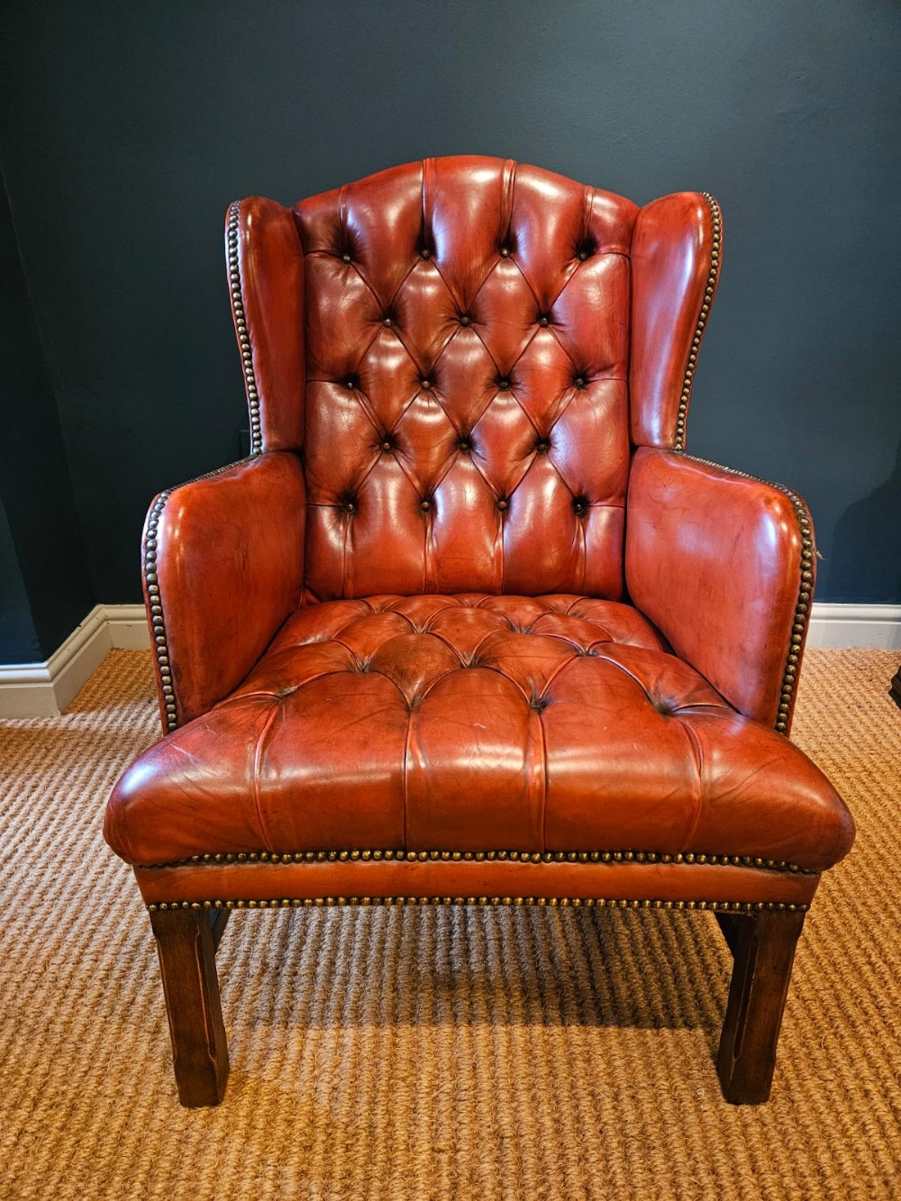 1920's Leather Wing Arm Chair