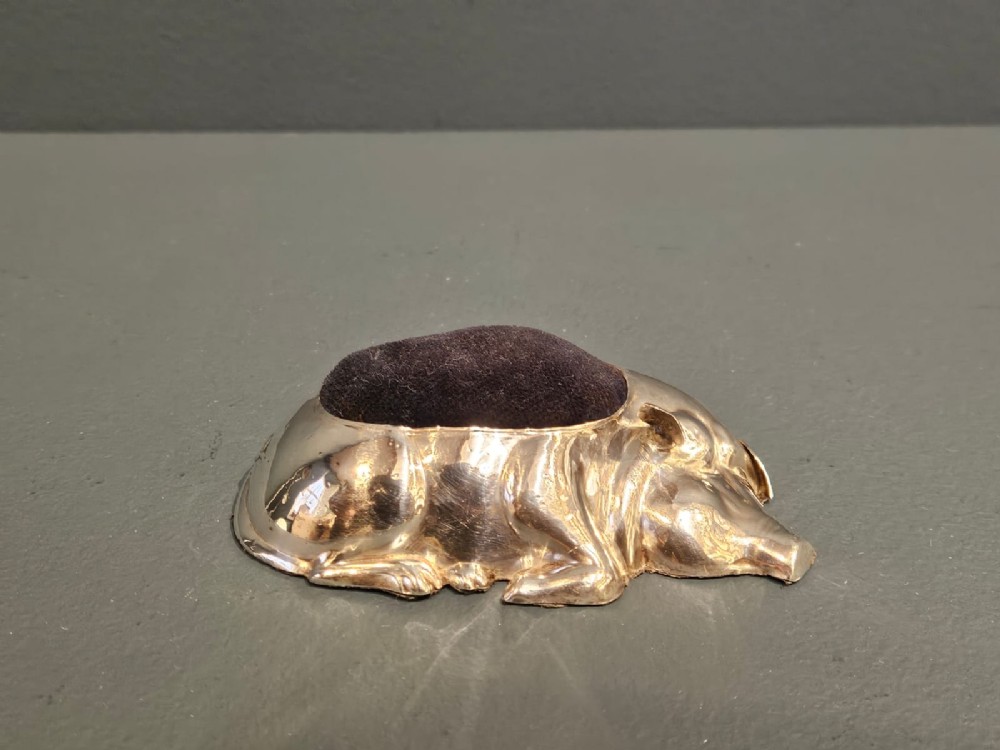 Rare Silver 'Sleeping Pig' Pin Cushion